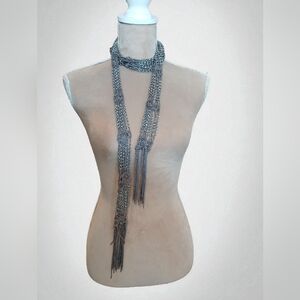 Y2k Belt Scarf  Silver Bling Fringe Womans One Size Grunge